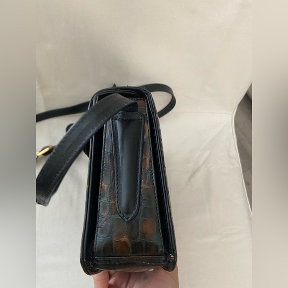 Vintage Franco Visconti Snake Print Leather Crossbody Handbag Purse Gold Tone - Picture 11 of 15